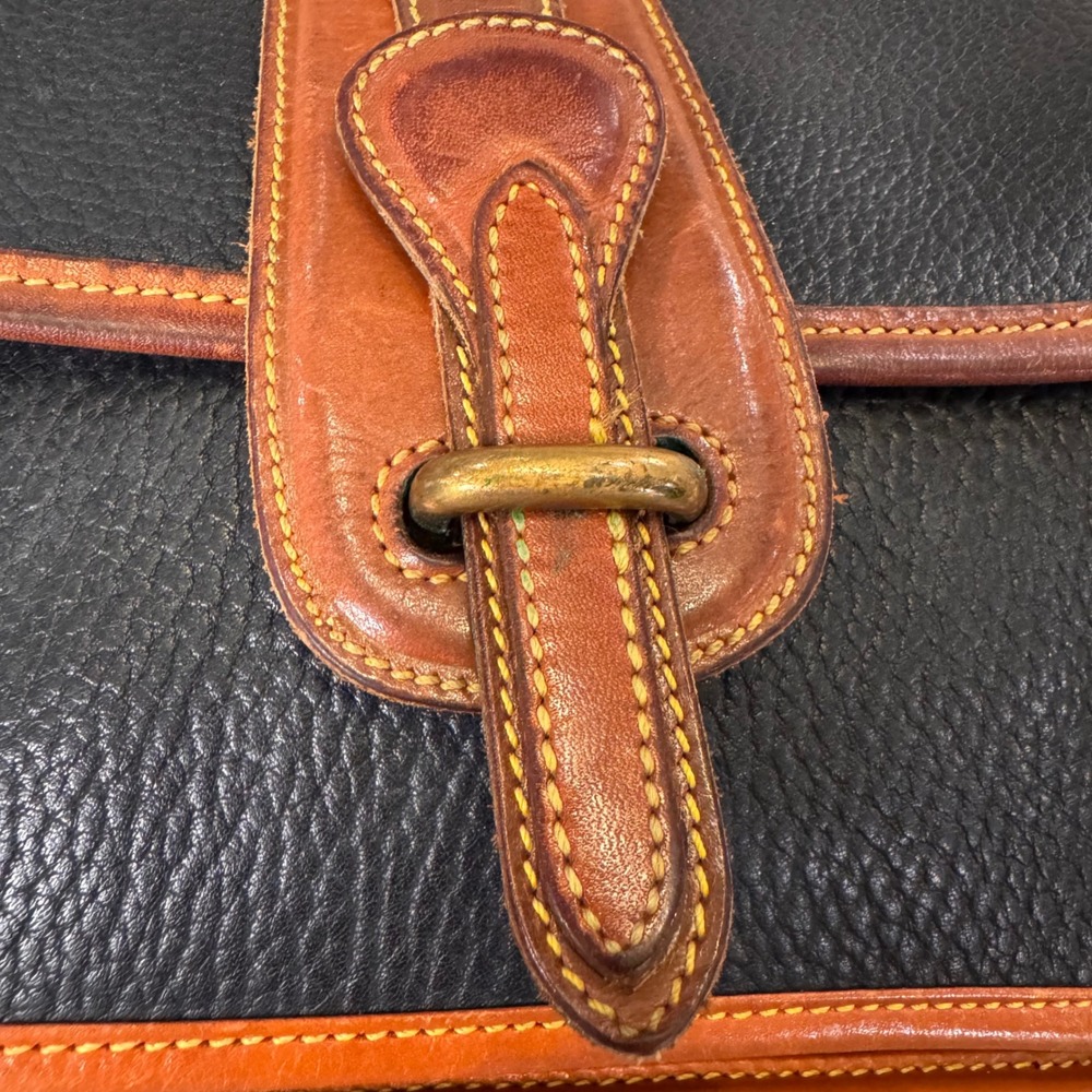 Vintage Dooney & Bourke Navy Cognac Leather Crossbody Saddle Crossbody Bag - Picture 5 of 13